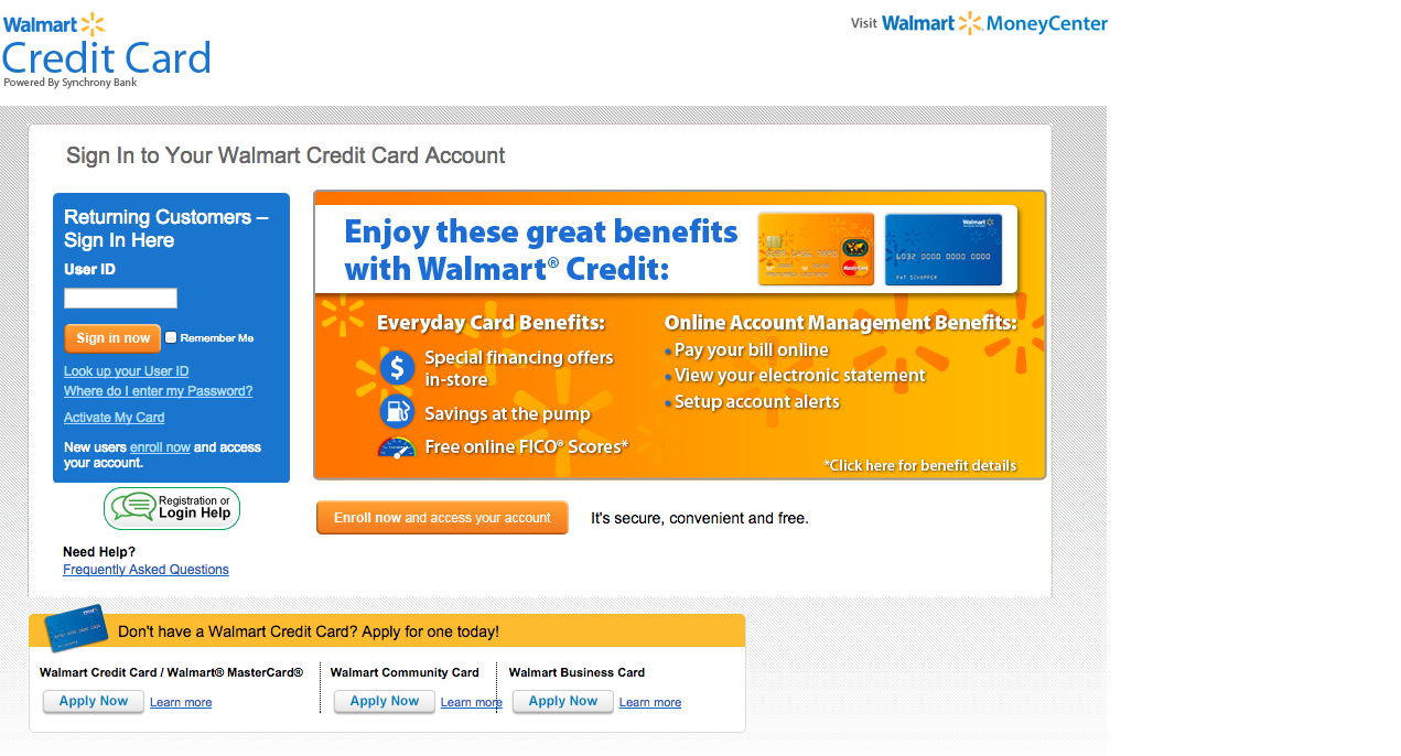 Walmart Credit Card Login Make a Payment