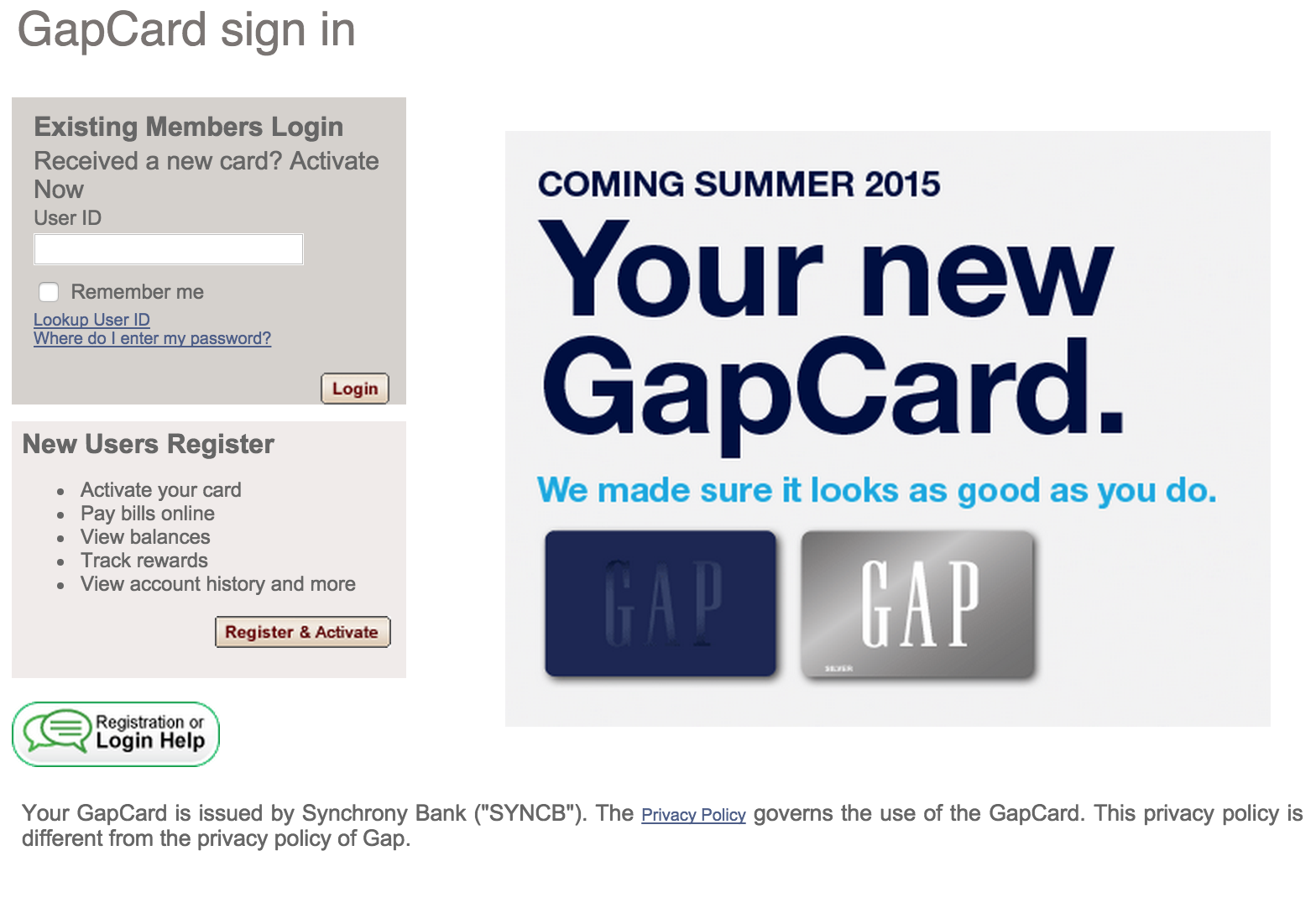 Gap Credit Card Online