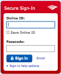 bank america online banking log