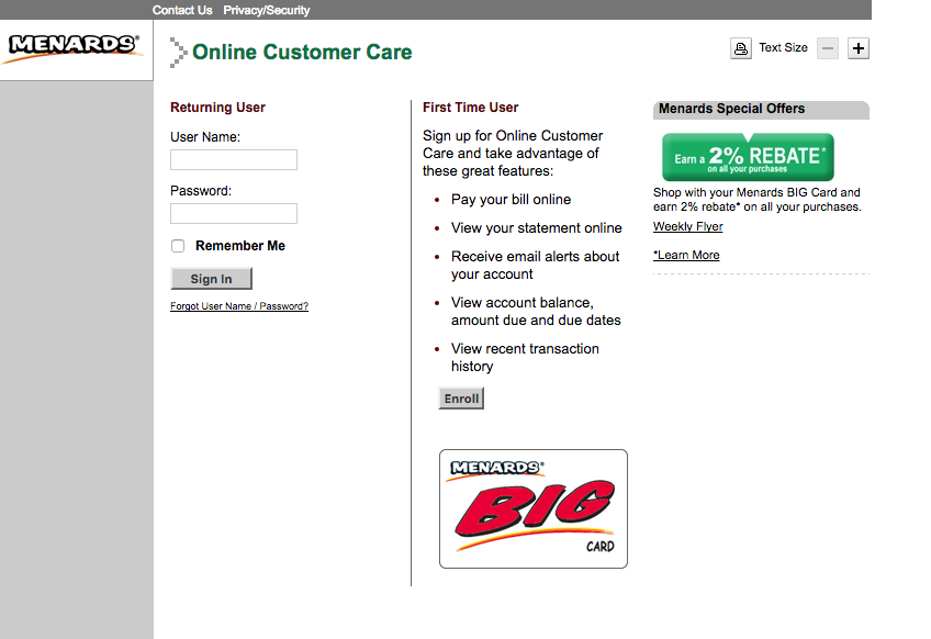 menards big card bill pay capital one phone number