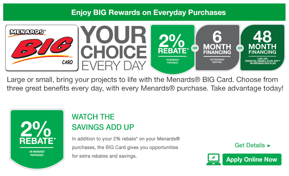 Menards Big Card Promotions