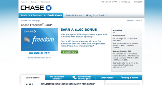 Chase Freedom Credit Card - Apply 1