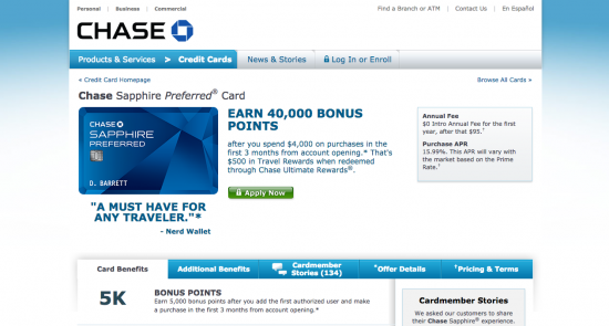 Chase Sapphire Preferred Credit Card - Apply 1