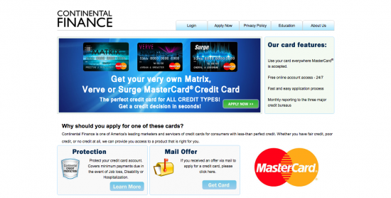 Continental Finance Surge Credit Card - Apply 1