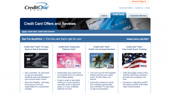 Credit One Unsecured Platinum Visa Credit Card - Apply 1