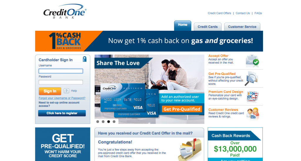 Credit One Unsecured Platinum Visa Credit Card Login  Make a Payment