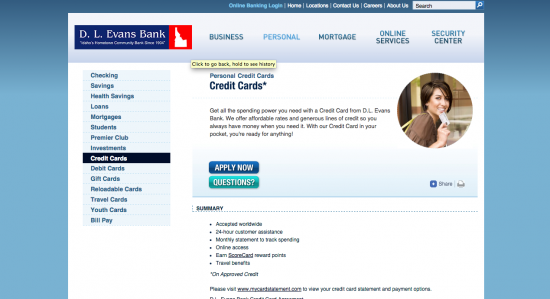 D.L. Evans Bank Credit Card - Apply 1