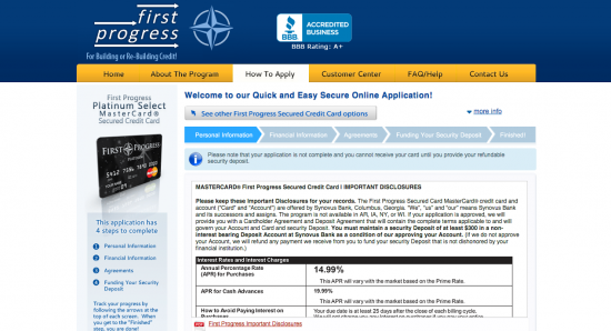First Progress Platinum Select Mastercard Secured Credit Card - Apply 1