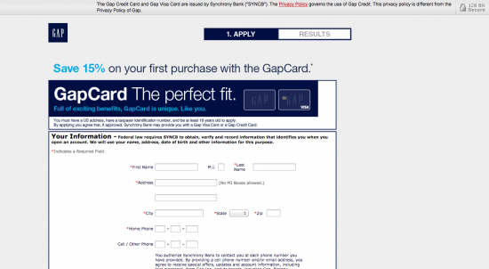 Gap Credit Card - Apply 1