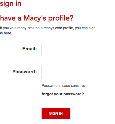 Macy Credit Card Login Page