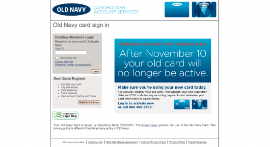 Old Navy Credit Card - Login 1