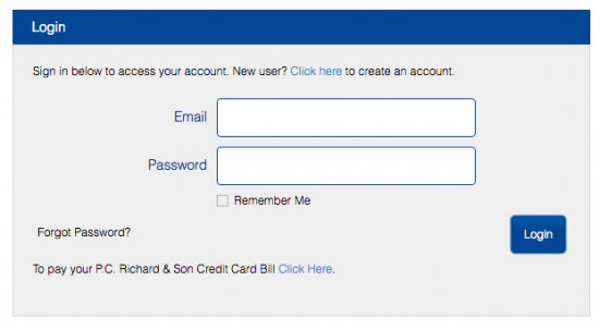 PC Richard & Son Credit Card - login 2