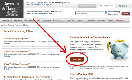Raymour-and-Flanigan-credit-card-apply-now-page