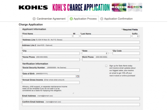 Kohl's Credit Card Application Page 3 Screenshot