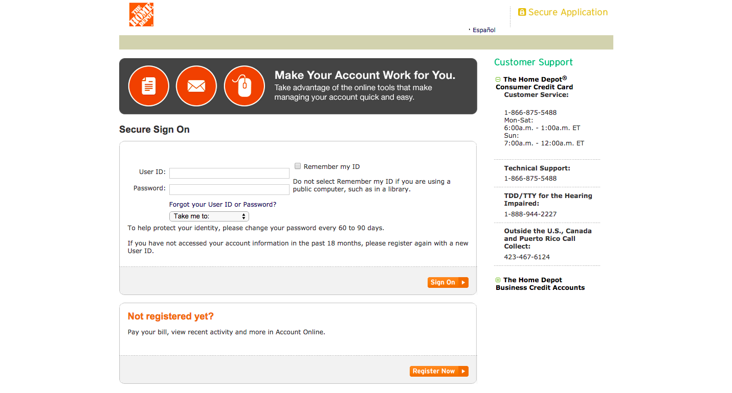 Home Depot Credit Card Login Make A Payment