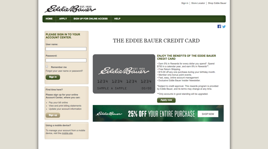 Eddie Bauer Credit Card Login Make a Payment