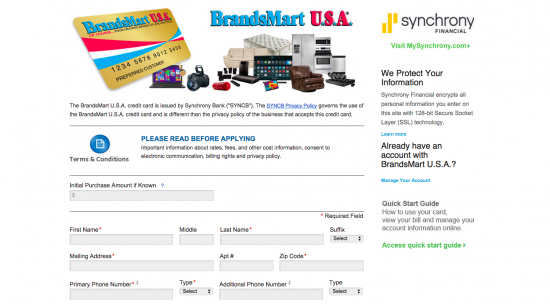 How to Apply for the BrandsMart USA Credit Card