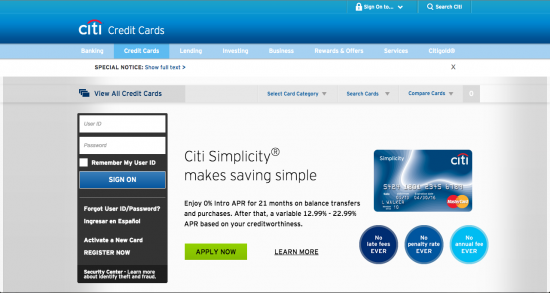 citi business card log in