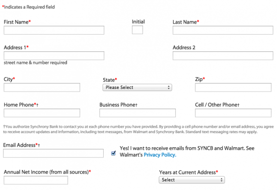 synchrony bank walmart credit card application status