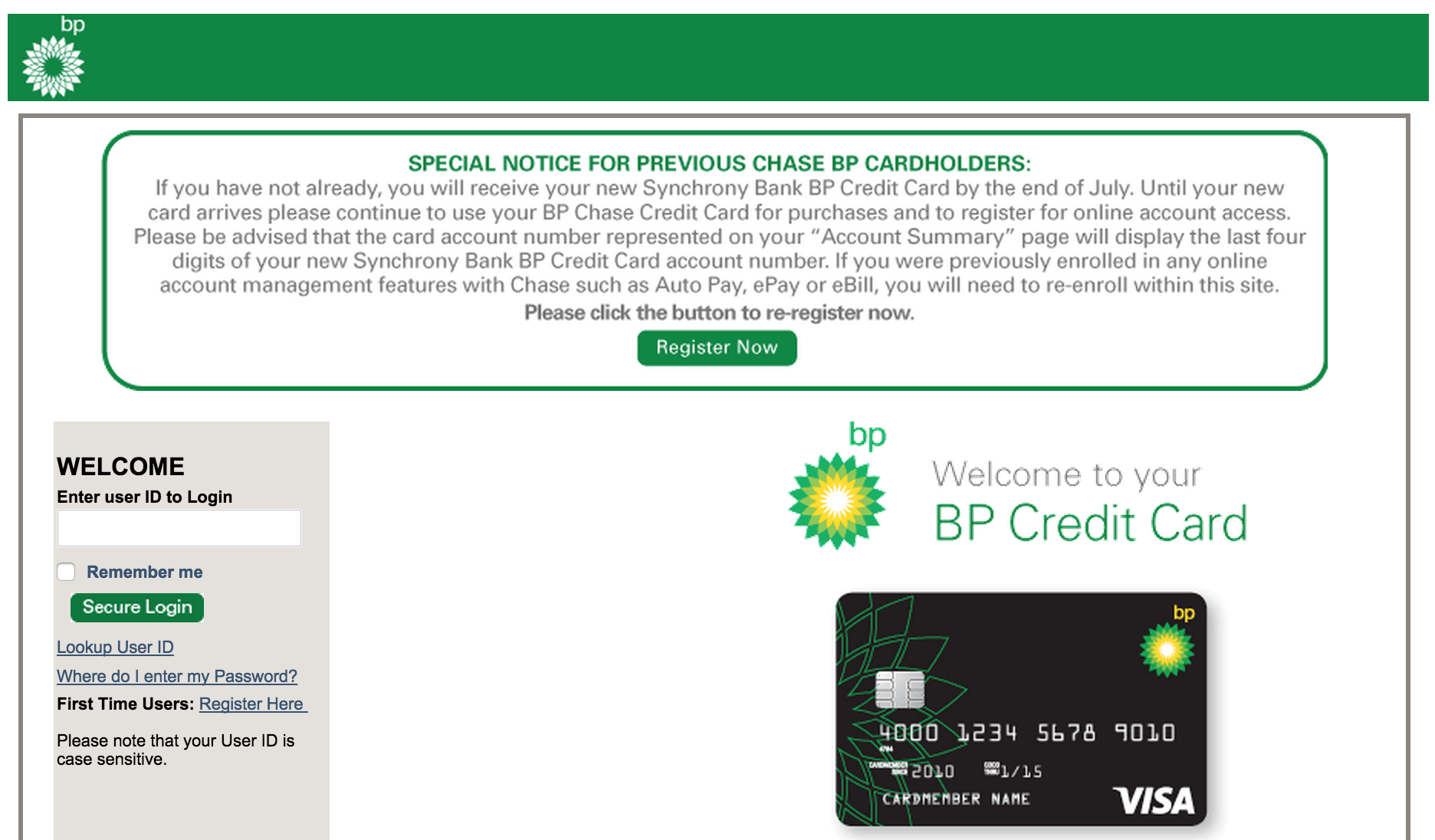 Bp Visa Credit Card Login Make A Payment