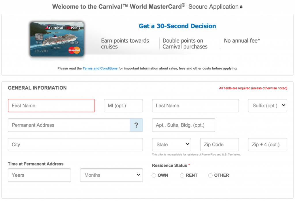 How to Apply for the Carnival Cruises Credit Card