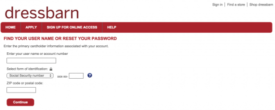 dressbarn-credit-card-forgot-password-page