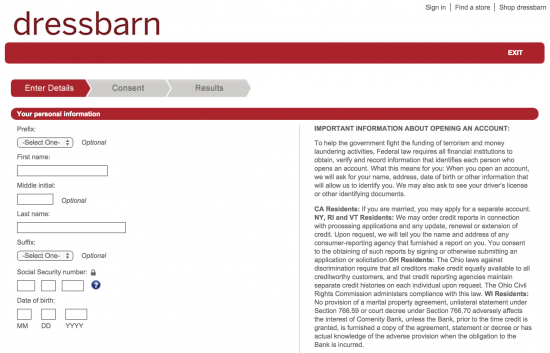 dressbarn-credit-card-online-application-personal-information