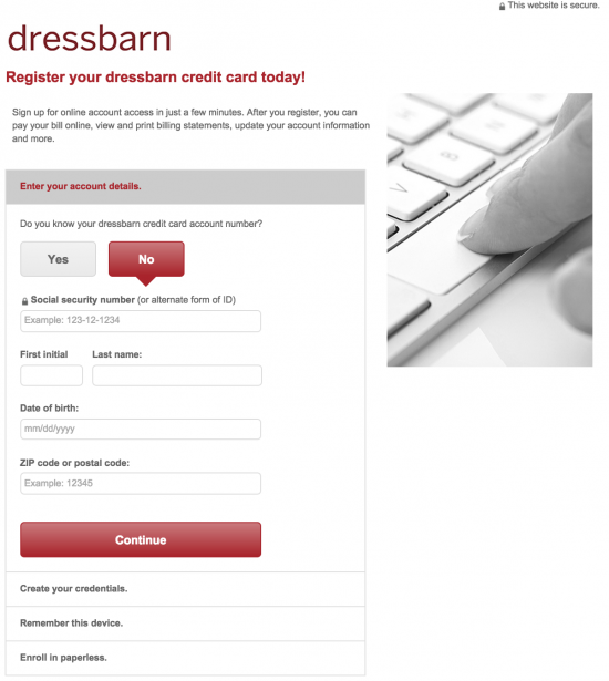 dressbarn-credit-card-sign-up-page