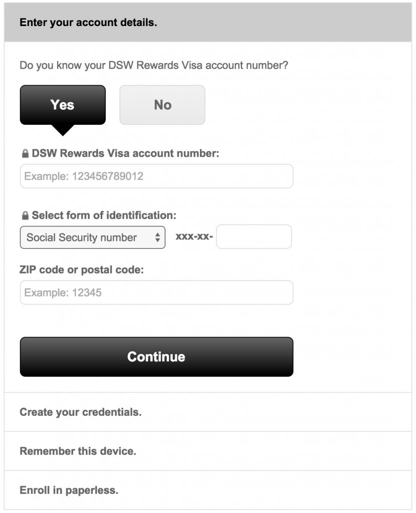 dsw sign in with member number