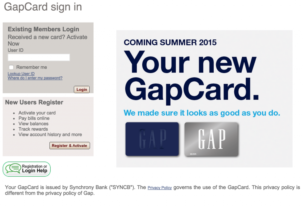 Bill Pay Gap Credit Card