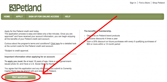 petland-credit-card-comenity-application-page
