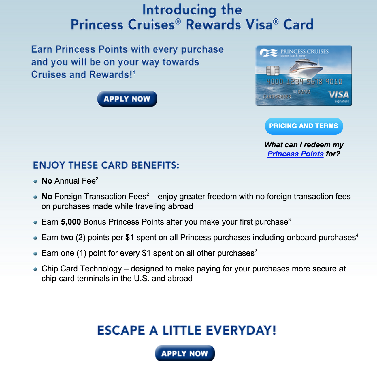 princess cruise credit card login