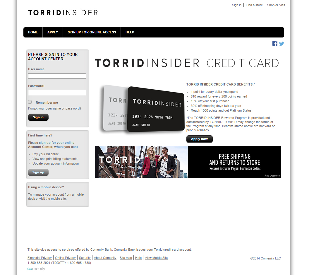 Torrid Credit Card Login  Make a Payment