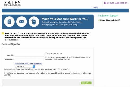 zales-credit-card-login-webpage